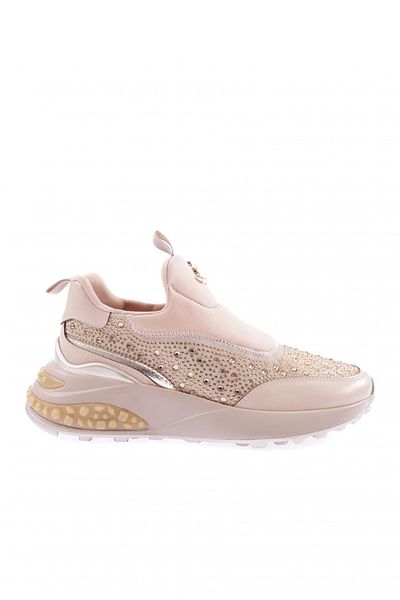 DGN Pantofi de damă cu talpă groasă din metal Accesorii din piatră Bej 13723363
