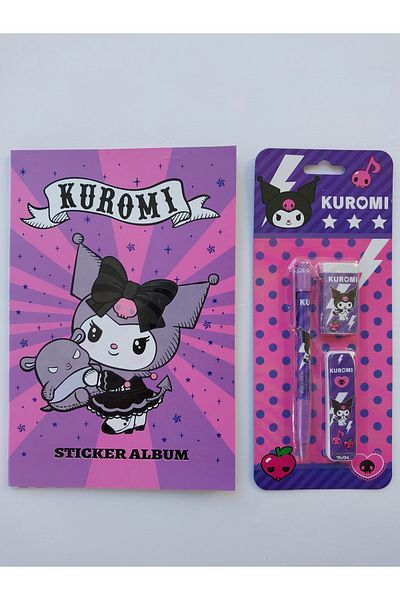 KIRTASİYEM Kuromi Sticker Album Notebook and Kuromi Pen Set – Cute Stationery Set