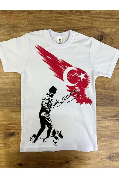 Dıgıl Kids Unisex Ataturk Ayyildiz White T-Shirt 23 April 29 October 10 Novem...