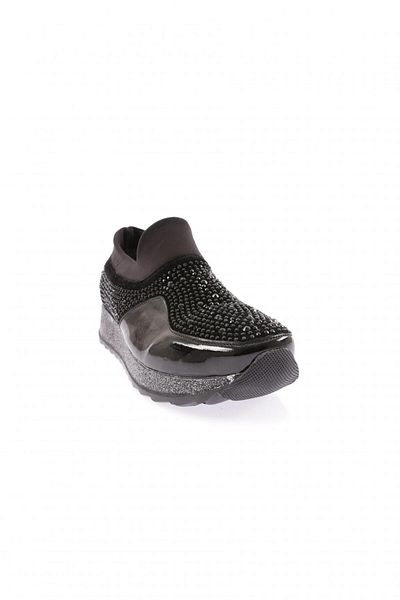 DGN Women's Thick Sole Crystal Stone Sneakers Shoes Black 112130282674