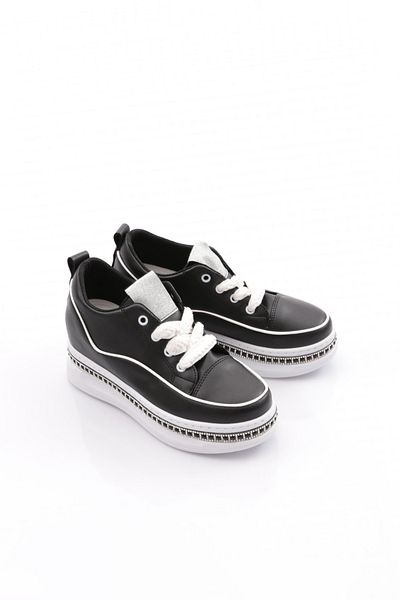 DGN Women's Sneakers with Stones on the Sides Black and White 2623239211982322