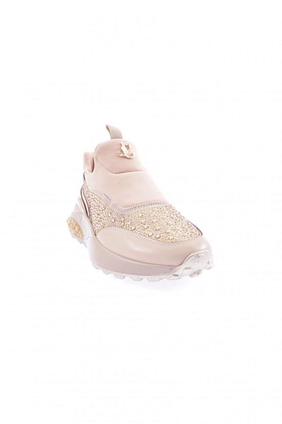 DGN Pantofi de damă cu talpă groasă din metal Accesorii din piatră Bej 13723363