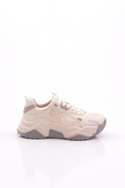DGN Pantofi sport pentru damă, cu șireturi, cu talpă groasă, argintiu Ecru 762483138
