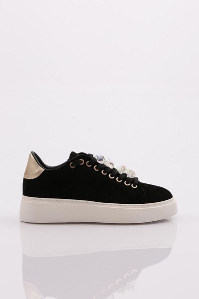 DGN Women's Black Suede Sneakers - 21143118