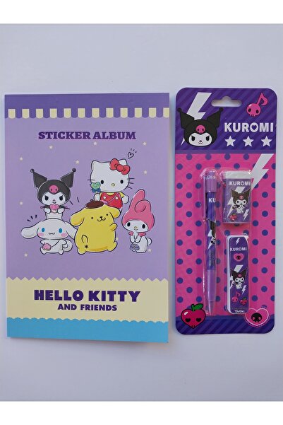 KIRTASİYEM Hello Kitty and Friends Sticker Albümü Defter ve Kuromi Uçlu Kalem...
