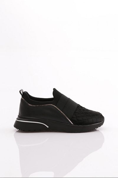DGN Pantofi de damă cu model pătrat, cu partea superioară elastică, negru, negru 31535105