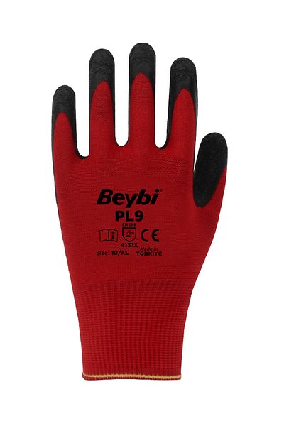 Beybi | 12 Paar Arbeitshandschuhe – Polyester, Latex-beschichtet, Rutschfest