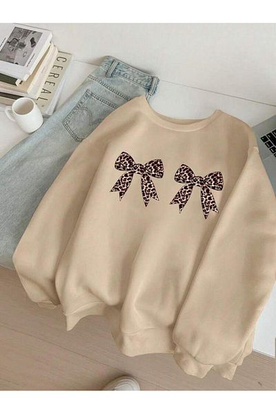 SEDA IŞIKLAR Φούτερ με στάμπα Leopard Oversize