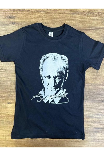 Dıgıl Kids Unisex Ataturk Printed Black T-Shirt 23 April 29 October 10 Novemb...