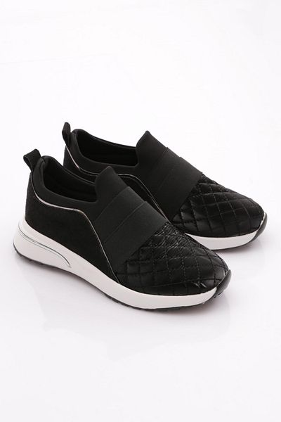 DGN Pantofi de damă elastic cu model pătrat - piele intoarsa neagra 31535105
