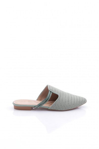 DGN Green Silvery Stone Decorated Women's Slippers - 2623497216842322