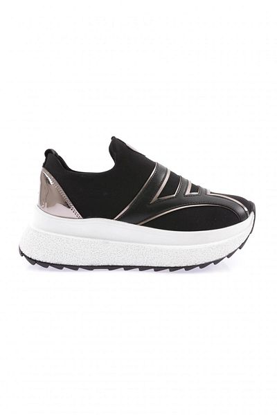 DGN 0170 Women's Black Platinum Sneakers - Thick Sole Shoes