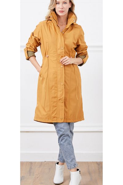 Allyz Mustard Hooded Trench Coat