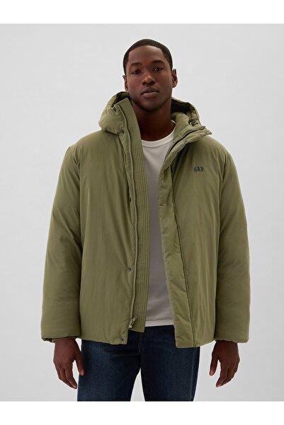 GAP Erkek Haki Geri Dönüştürülmüş Gap Logo Puffer Şişme Mont