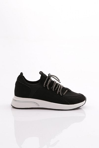 DGN Women's Stone Lace-Up Sneaker Shoes Black Suede White 33235105