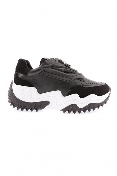 DGN Women's Thick Sole Laser Detailed Sneakers Shoes Black 36462831