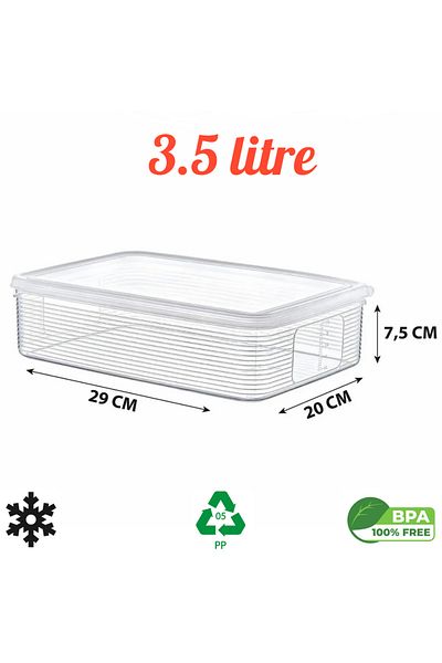 SUPERPUP Storage Container,3 Pieces 3500ml Refrigerator Organizer, Leak Proof, Microwave, Deep Freezer