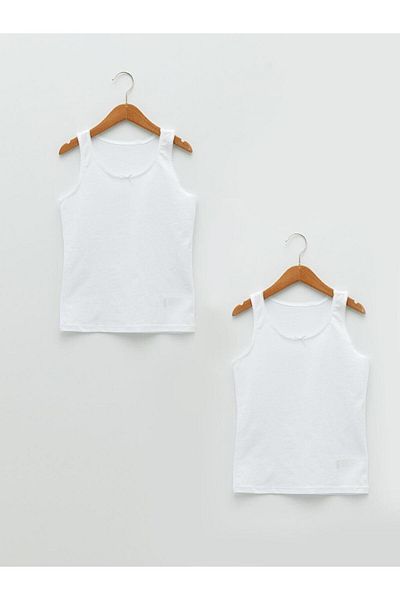LC Waikiki Crew Neck Basic Cotton Girls Undershirt 2-pack