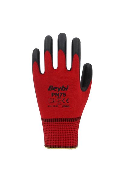 Beybi | 12 Paar Arbeitshandschuhe - Polyester, Nitril 1/2-beschichtung