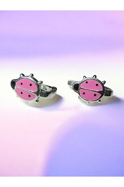 LITTLELUXE Uğurböceği Motifli 925 Ayar Gümüş Kız Çocuk Küpesi, Kız Çocuk Gümüş Küpe, Gümüş Çocuk Küpe