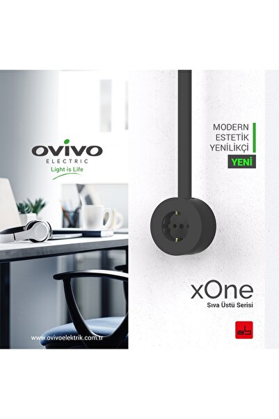 Ereğli Enerji Ovivo Xone Sıva Üstü Priz Siyah Renk