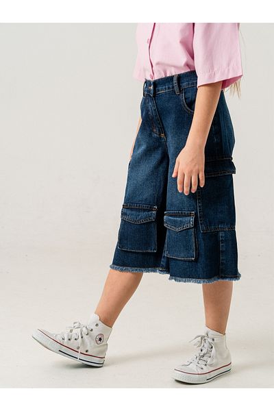GİYİCEM TEKSTİL Pantaloni scurți din denim cu mai multe buzunare pentru fete 2861