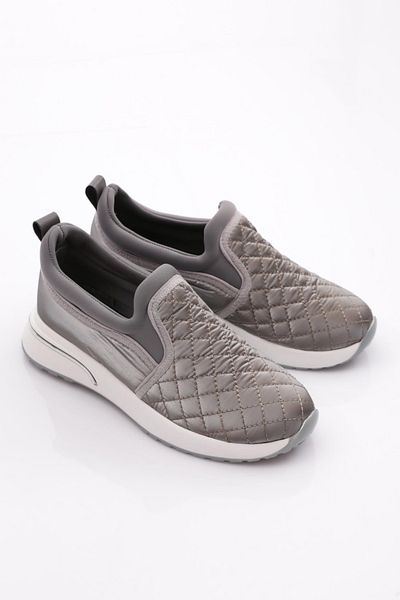 DGN Pantofi pantofi de damă cu model diamantat, gri alb 51135105