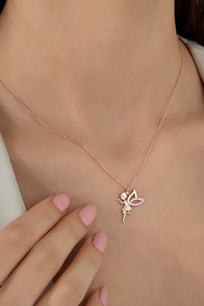 SARIASLAN Su Perisi Gümüş Kolye Kırmızı Altın Rengi 925 Ayar Gümüş