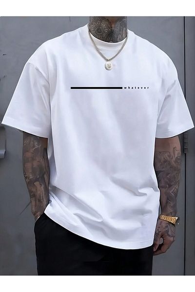 uyguntarz Unisex-T-Shirt mit Streifen und Print in Übergröße
