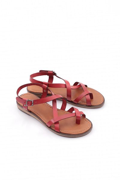 DGN Women's Flip Flops Sandals Genuine Leather Red 4122318