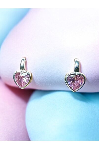 LITTLELUXE Zirkon Taşlı Kalp Gümüş Çocuk Küpe, 925 Ayar Gümüş Kız Çocuk Küpe, Çocuk Gümüş Küpe