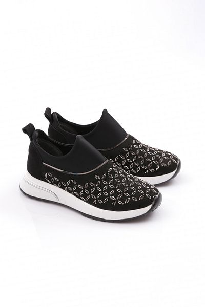 DGN Women's Iron Stone Sneaker Shoes Black Suede White 51535105