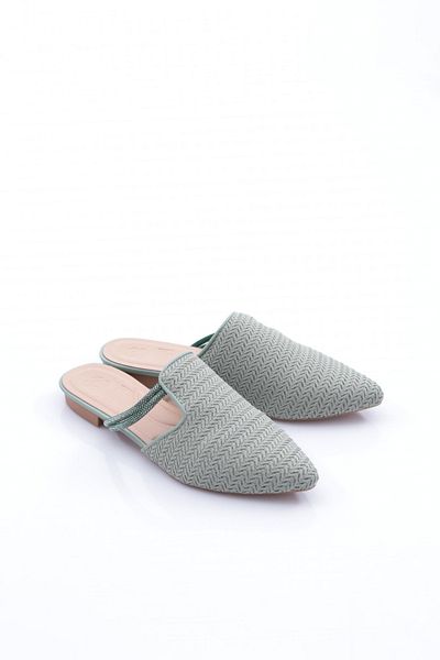 DGN Green Silvery Stone Decorated Women's Slippers - 2623497216842322