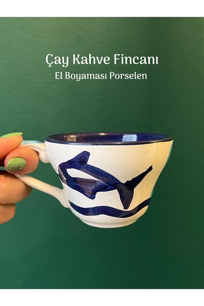 Tuana Trend High Quality Dolphin Figured Porcelain Hand Painted Special Design Tea Coffee Cup