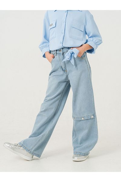 GİYİCEM TEKSTİL Pantaloni din denim deschis pentru fete Dizi 2181