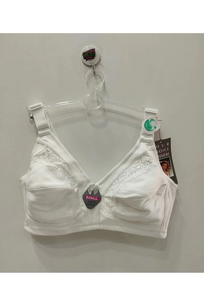 D.O.G.L. D.O.G.L. Lace Detailed C Cup Without Underwire Gathering White Bra