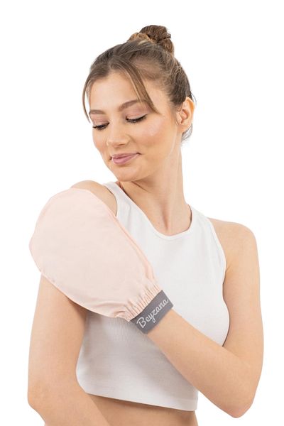 BEYZANA Powder Elastic Bath Shower Scrub Exfoliating Glove 100% Flush Silk for Sensitive Skin
