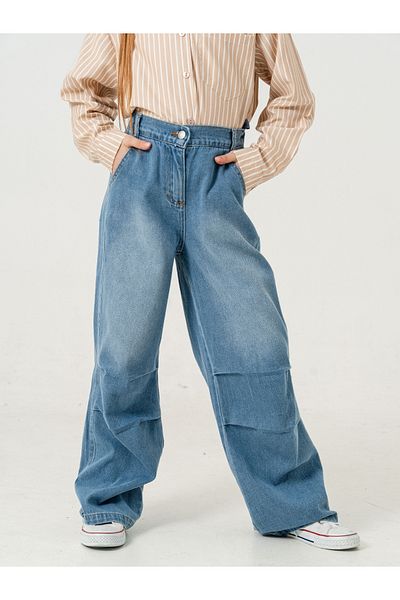 GİYİCEM TEKSTİL Girl's Knee-Breaked Jeans 2185