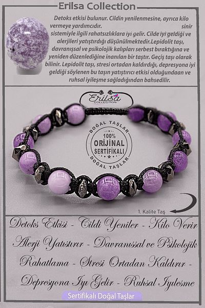Erilsa Certified Aaa+ Quality Real Terahertz - Lepidolite Stone Bracelet - Adjustable