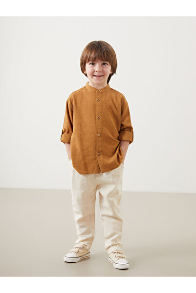 LC Waikiki Lcw Kids Brown Judge Collar Boys' Shirt and Pants 2-Piece Set