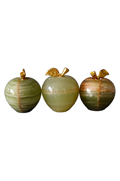 taru pasaj El Yapımı 3’lü Oniks Elma Figür Seti – Şık ve Doğal Dekorasyon Ürünü