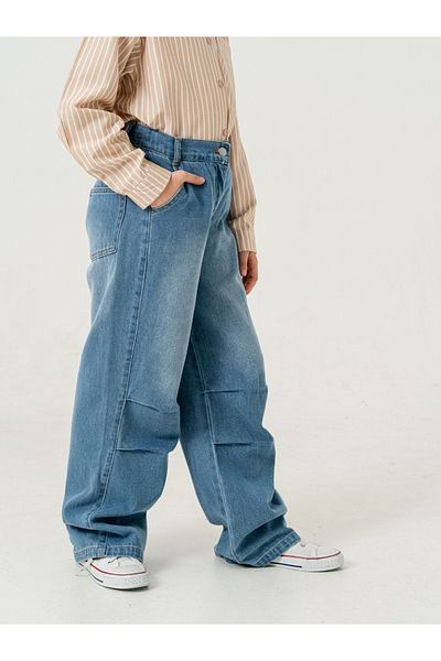 GİYİCEM TEKSTİL Girl's Knee-Breaked Jeans 2185