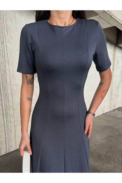 AB LOOKS Γυναικείο κοντομάνικο Oys Premium 100% βαμβακερό ύφασμα με μοντάλ με καμπάνα μίντι καλοκαιρινό φόρεμα