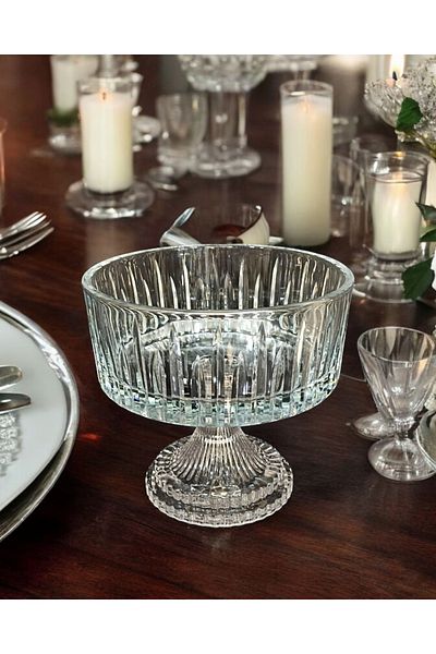 AYZ HOME Cut Crystal Glass Pedestal Salad Presentation Bowl 19 cm