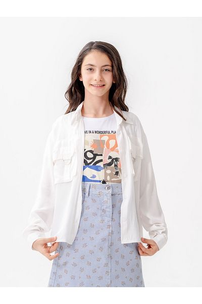 GİYİCEM TEKSTİL Girl's D Buckle Jacket T-Shirt Double Set