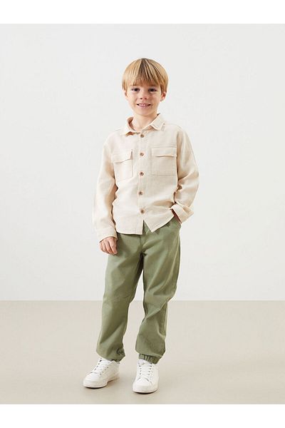 LC Waikiki Lcw Basic Long Sleeve Boy's Shirt and Trousers 2-Piece Fast Fashion