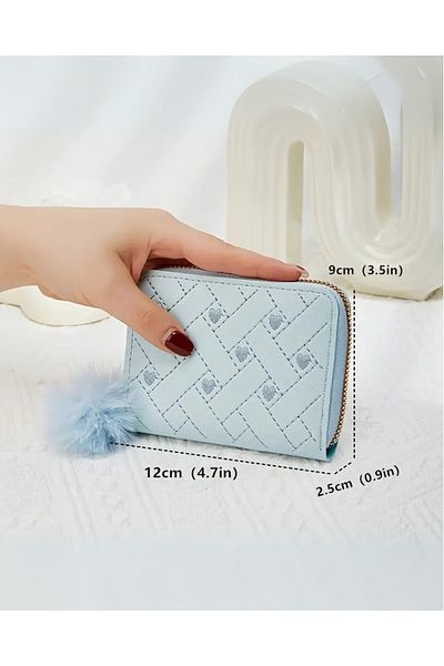 DOODLE Stylish Heart Long Wallet for Women - Synthetic Leather Zipper Coin Purse