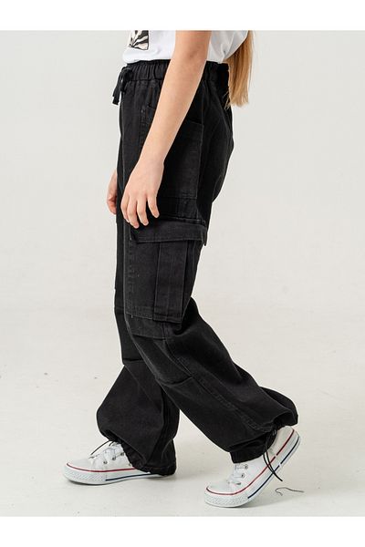 GİYİCEM TEKSTİL Girls' Sequence Pleated Spanish Jeans 2200