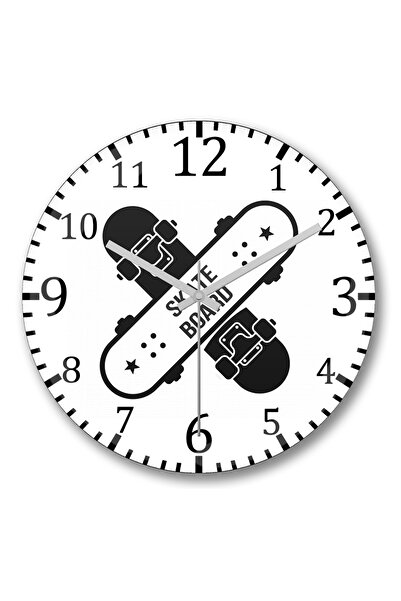 BASKI DÜNYASI ساعة حائط للتزلج على الجليد من الزجاج الحقيقي المنحني