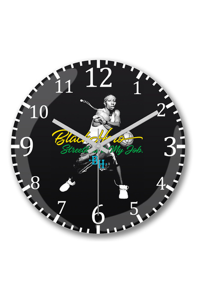 BASKI DÜNYASI ساعة حائط Streetballers من الزجاج الحقيقي المنحني